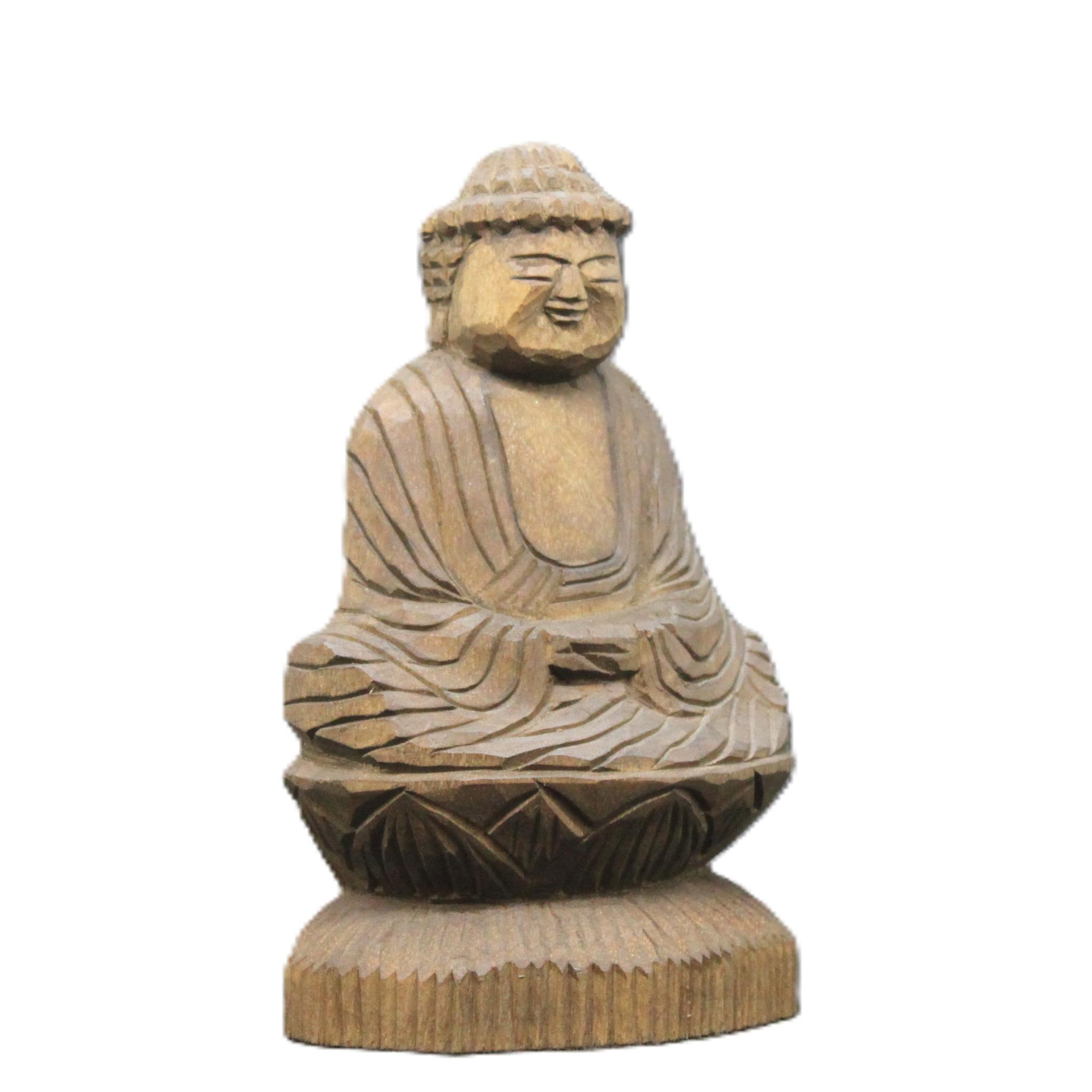 釈迦如来坐像(15cm sn7528)仏像 円空仏 摸刻 木彫