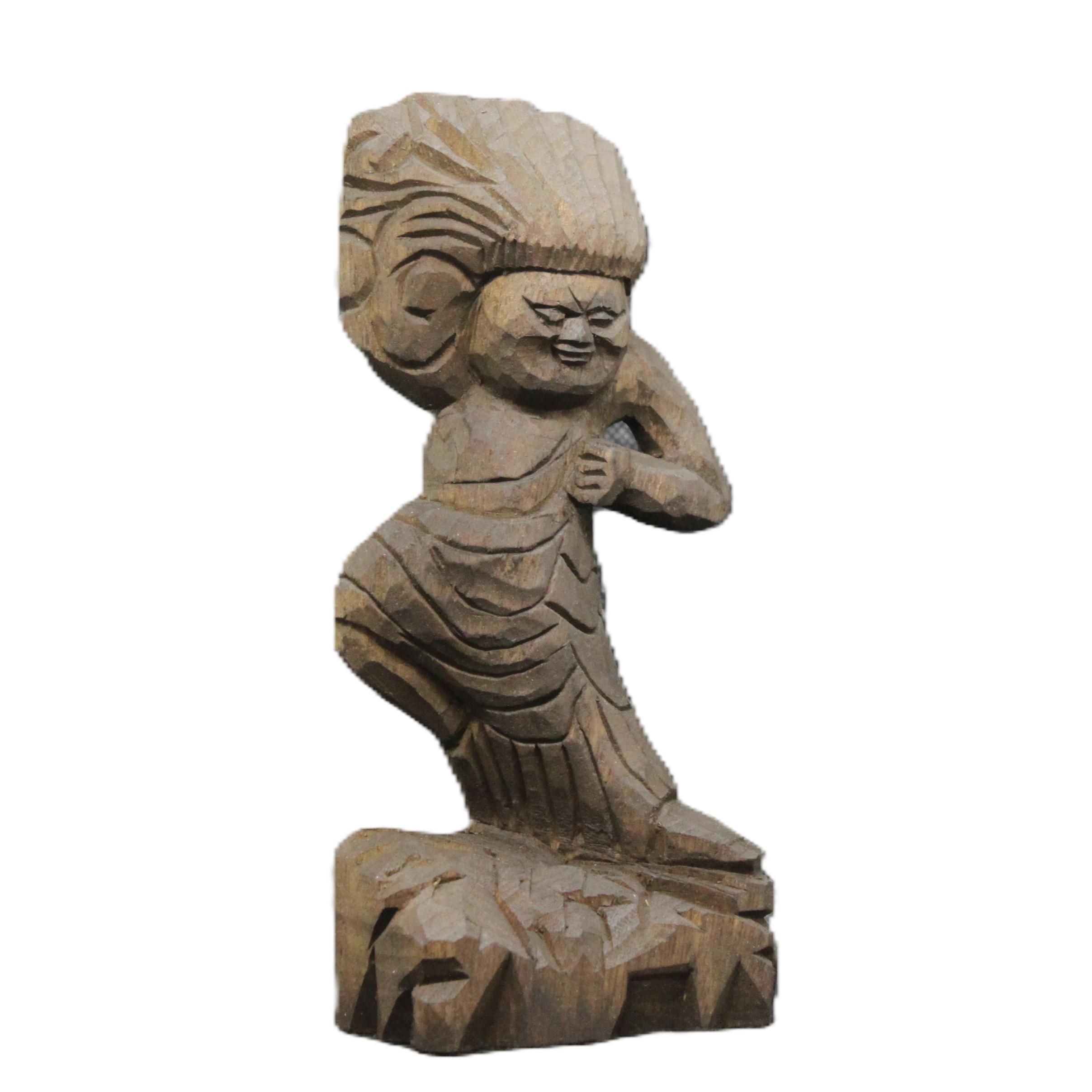 テーマ作品「希望」（蔵王権現 16cm zg6406）仏像 円空仏 摸刻 木彫1枚目の画像