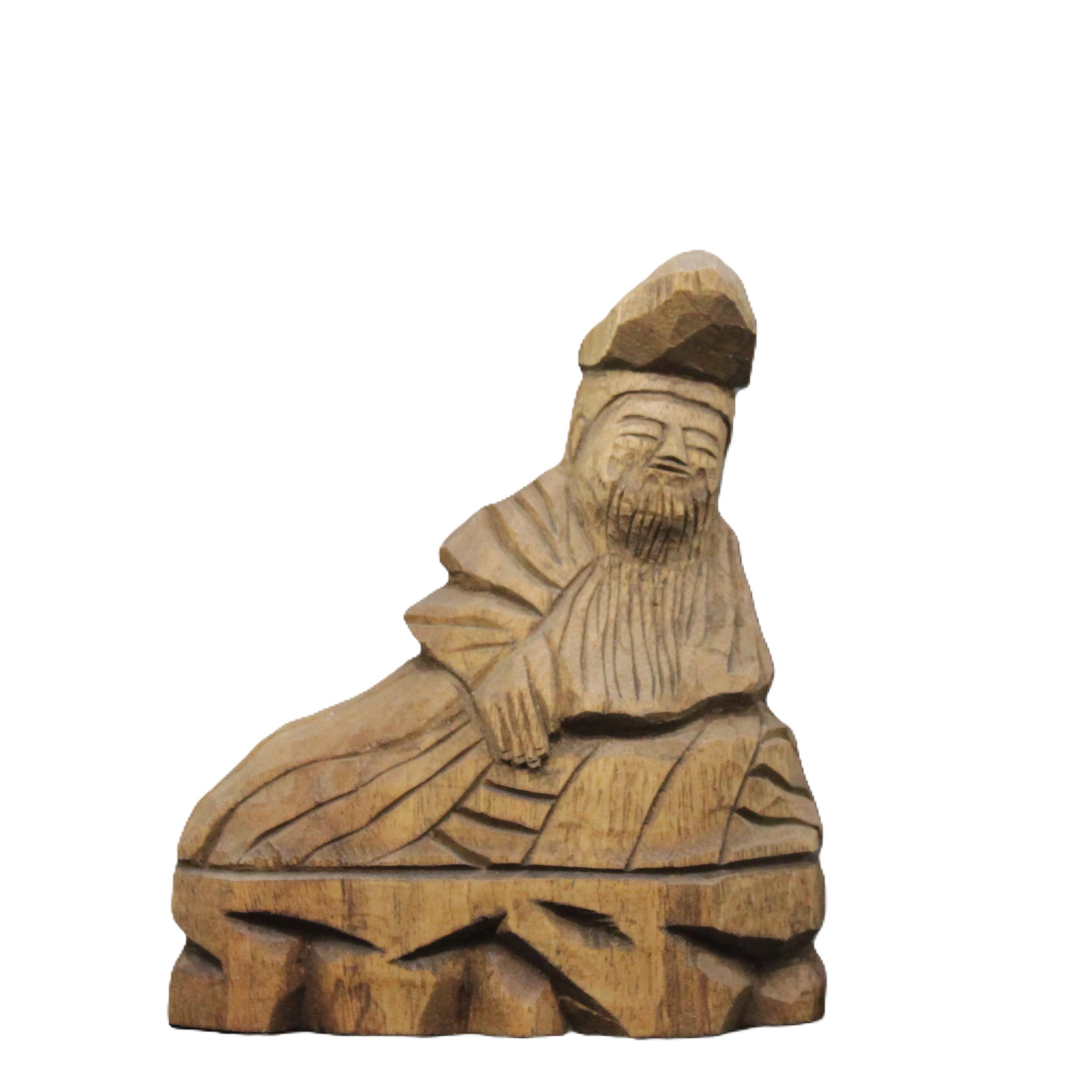 柿本人麿像 （14cm kh6215） 仏像 円空仏 摸刻 木彫1枚目の画像