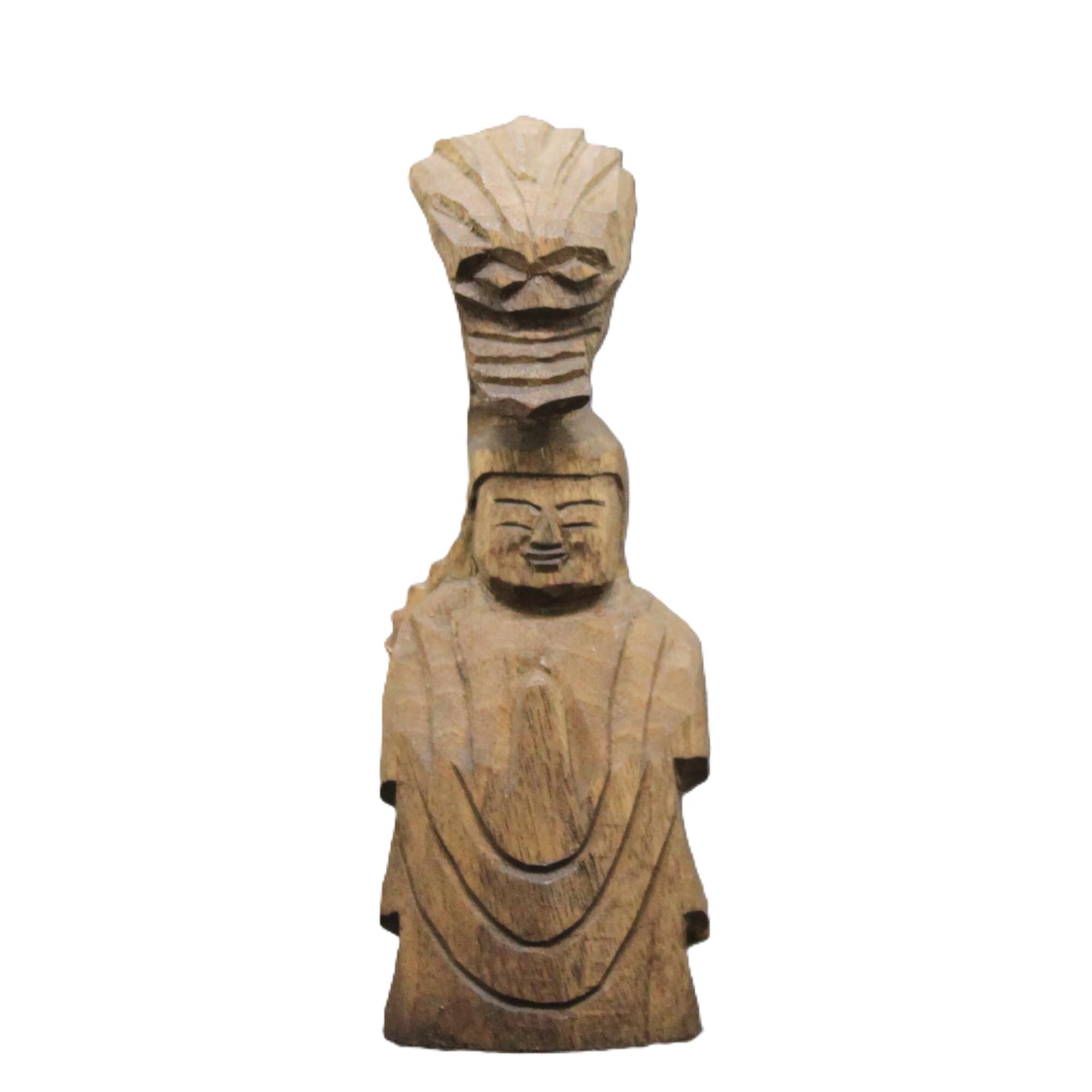 受注製作：龍頭観音菩薩(15cm )仏像 円空仏 摸刻 木彫（納期15日）1枚目の画像