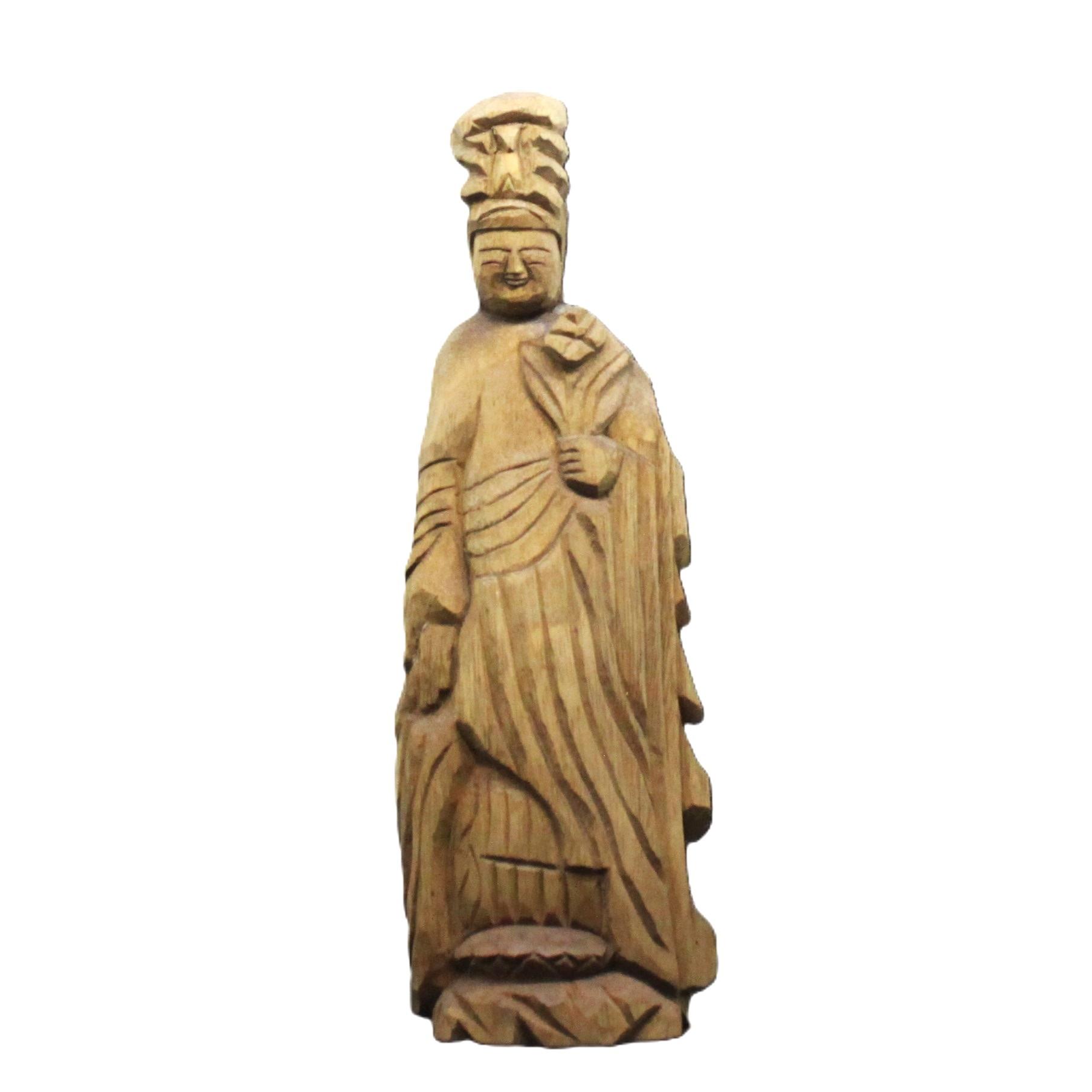 受注製作：観音菩薩立像（高さ：25cm）仏像 円空仏 摸刻 木彫（納期25日）1枚目の画像