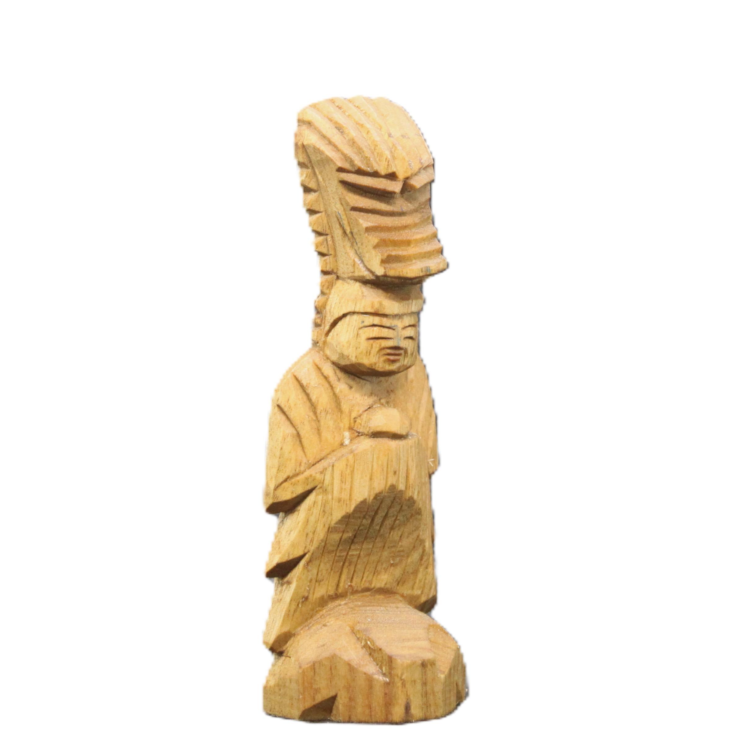 善女竜王（高さ：15cm zr6726）仏像 円空仏 摸刻 木彫