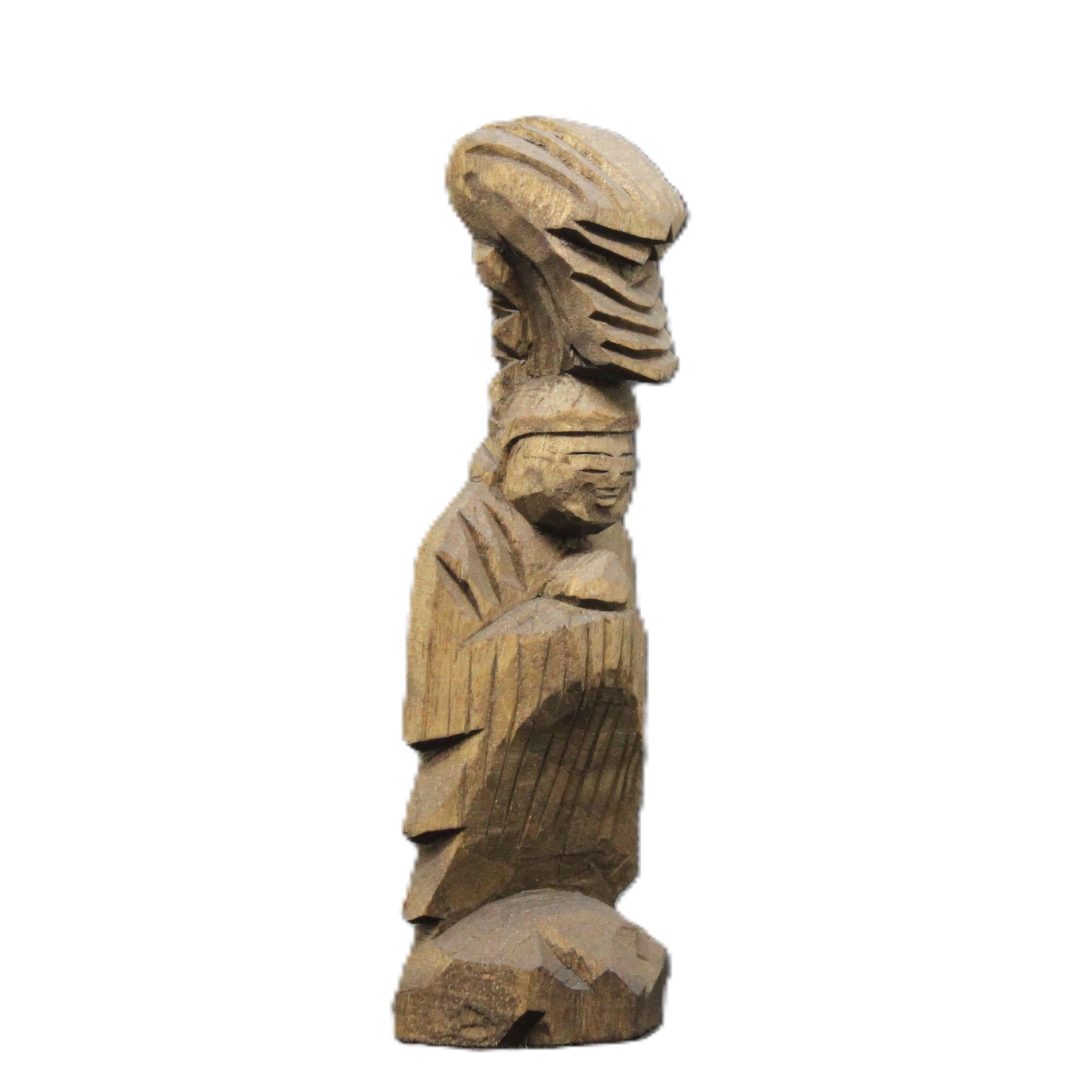善女竜王（高さ：15cm zr6729）仏像 円空仏 摸刻 木彫1枚目の画像