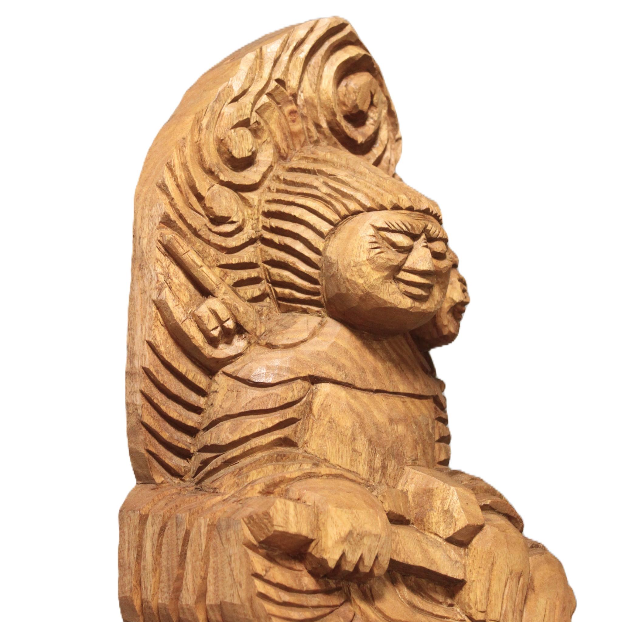 ★現品限り★両面宿儺（高さ：60cm:rs6105）仏像 円空仏 摸刻 木彫 【即納】 | 10枚目