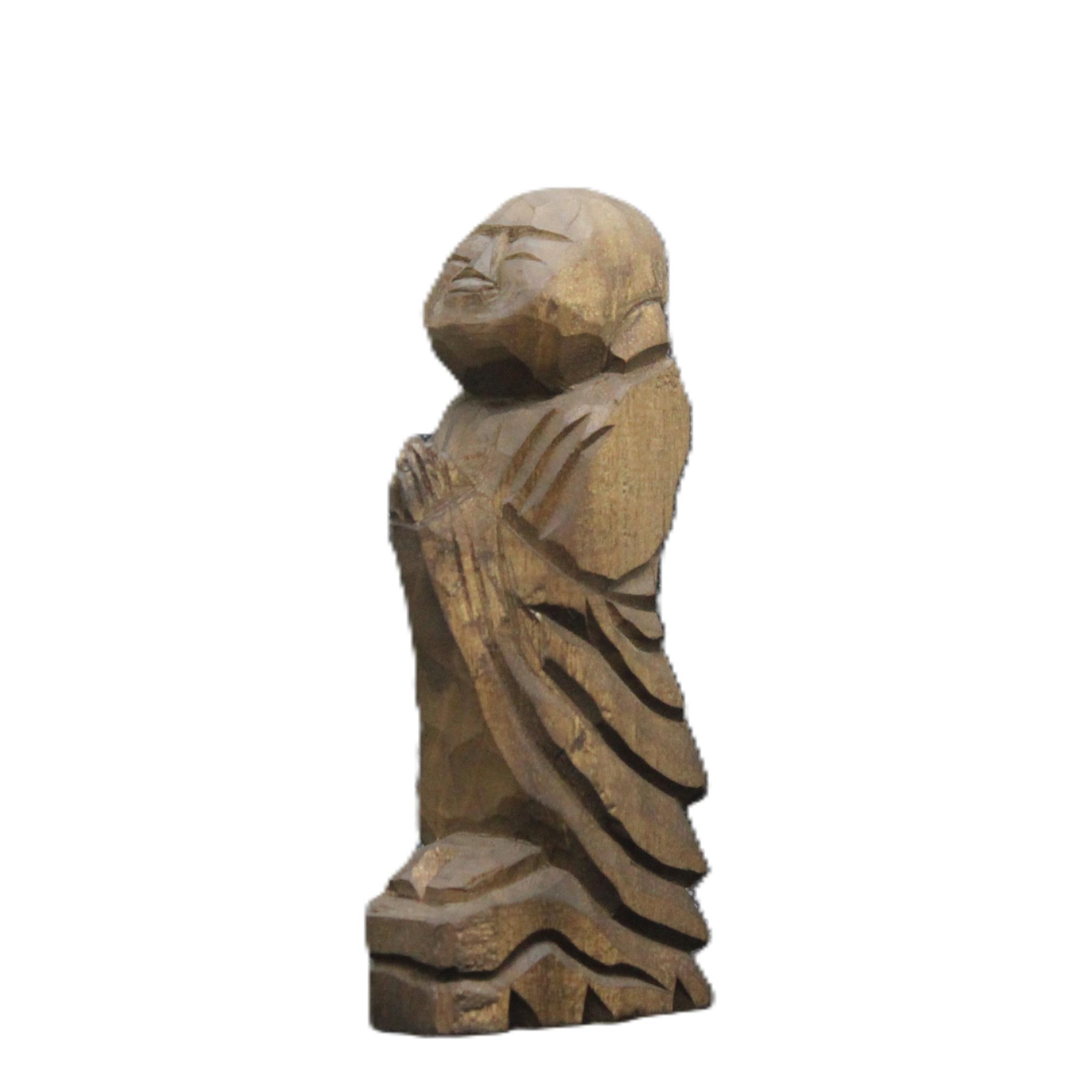 自刻像（善財童子 15cm jk7303） 仏像 円空仏 摸刻 木彫 | 3枚目