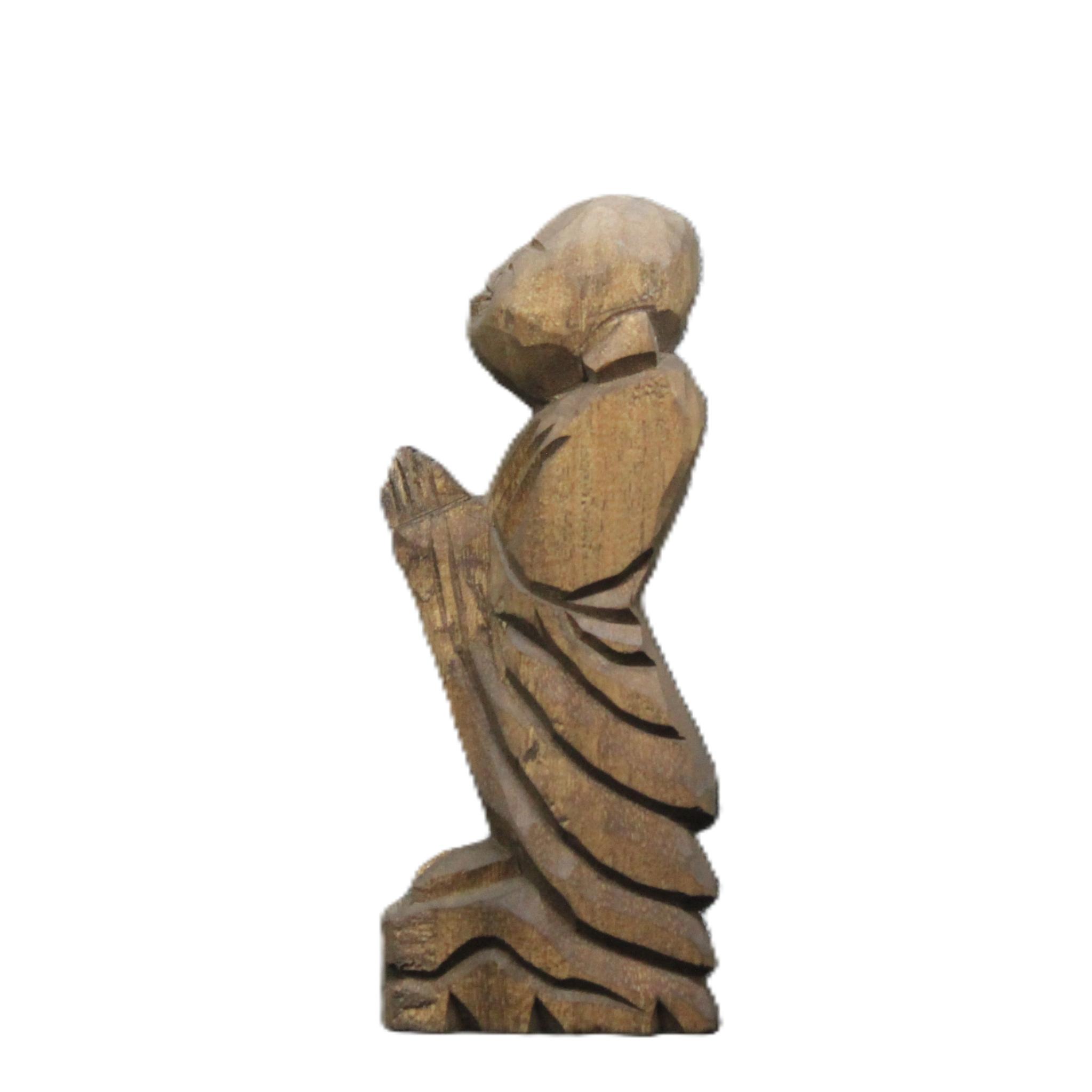 自刻像（善財童子 15cm jk7303） 仏像 円空仏 摸刻 木彫 | 4枚目